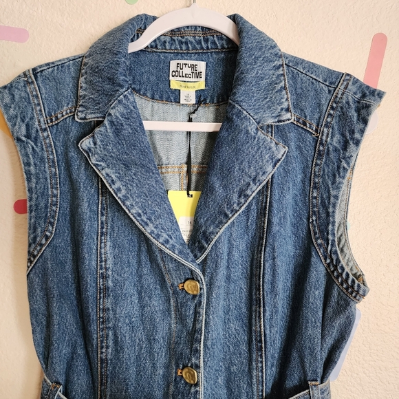 Sleeveless Denim Button Front Midi Dress NWT but needs minor repair Size 4 - Picture 4 of 12